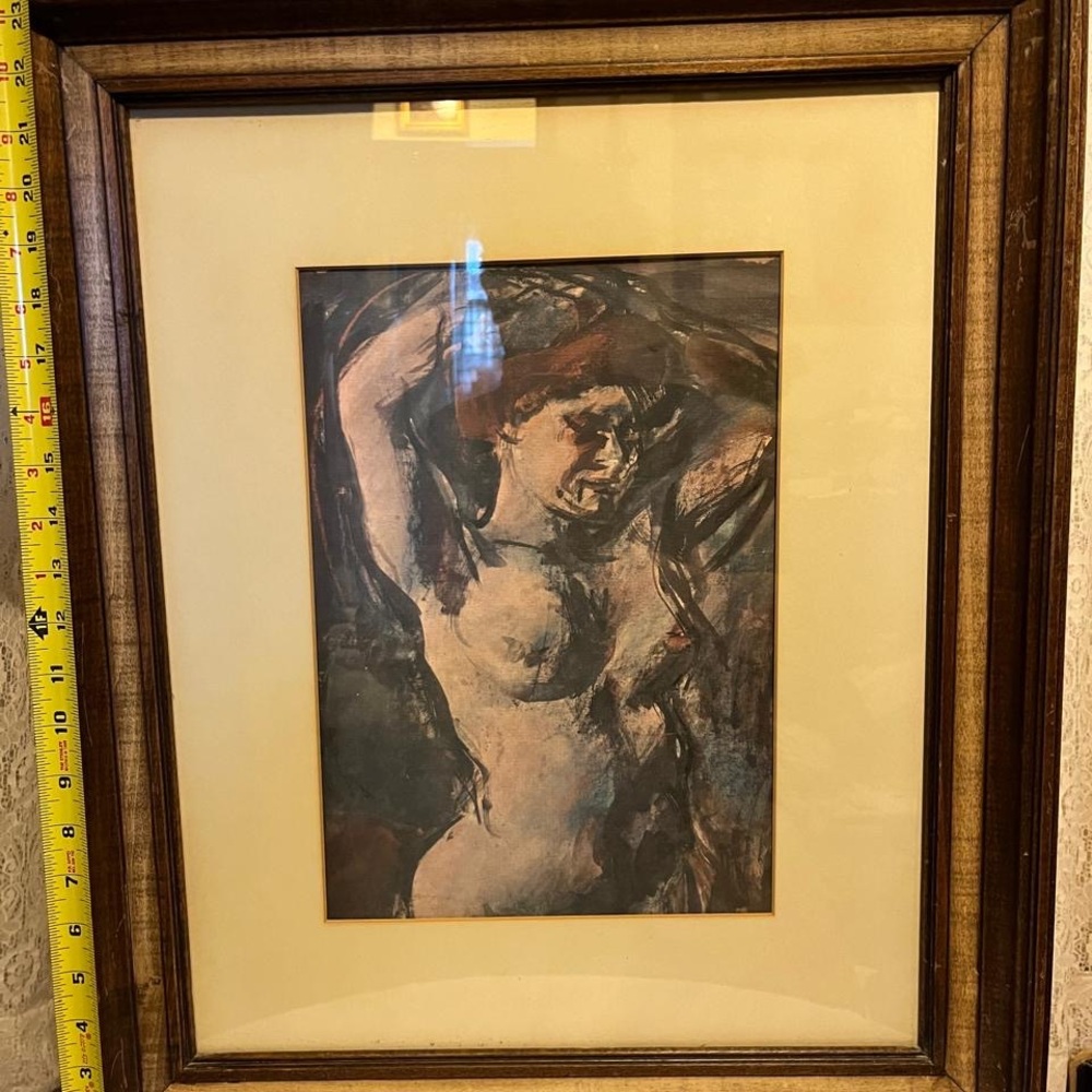 Nude framed print by artist Rouault, titled Au Miroir.